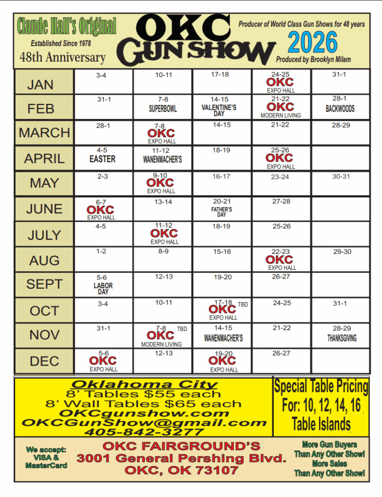 gun show calendar for 2026
