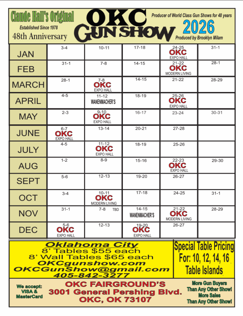 OKC Gun SHow calendar